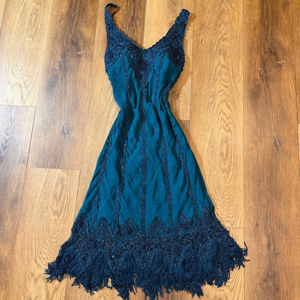 Vintage 100% Silk Beaded Dress Vintage Beaded Dress Sue Wong Dress Crochet 20’s